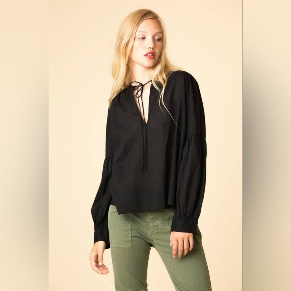 Nili Lotan Anla Top Blouse Tie Black XS